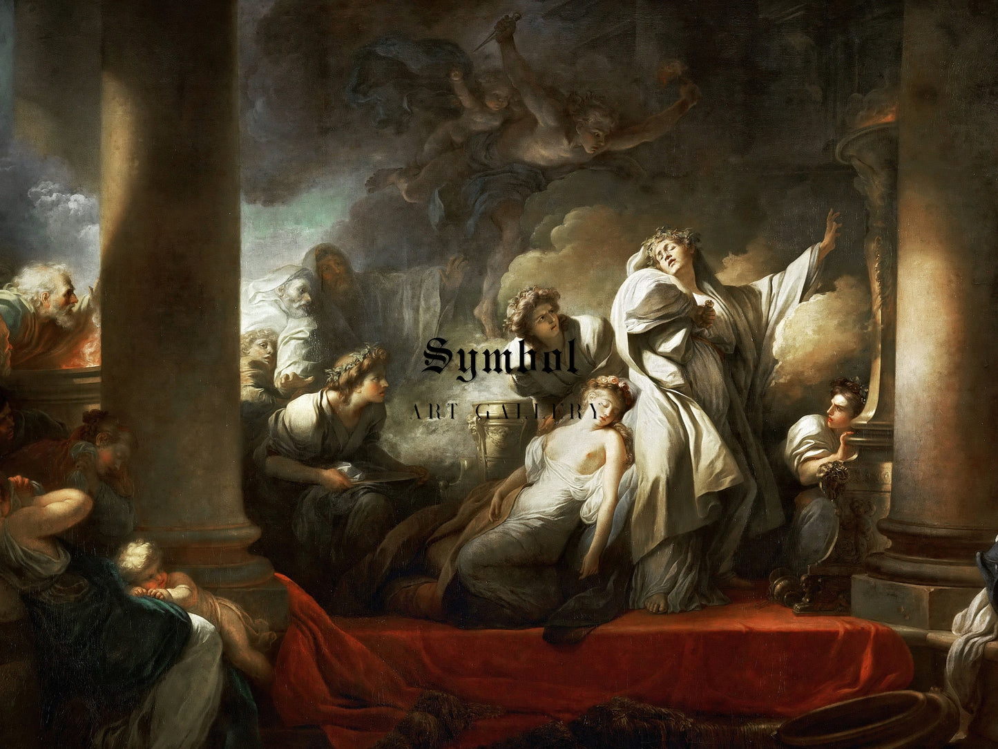 Coresus Sacrificing Himself to Save Callirhoe by Jean Honoré Fragonard 1765, Wall Art Print, Fine Art Reproduction, Museum Quality Decor