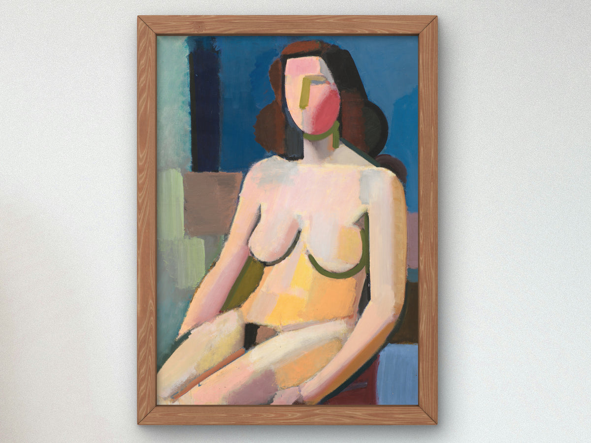 Seated Female Nude by Vilhelm Lundstrom 1940, Wall Art Print, Fine Art Reproduction, Museum Quality Decor, Poster