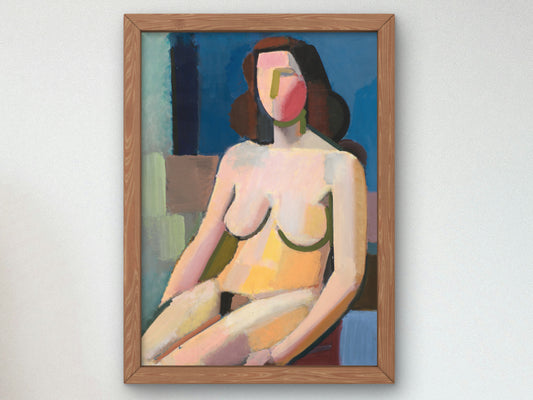 Seated Female Nude by Vilhelm Lundstrom 1940, Wall Art Print, Fine Art Reproduction, Museum Quality Decor, Poster