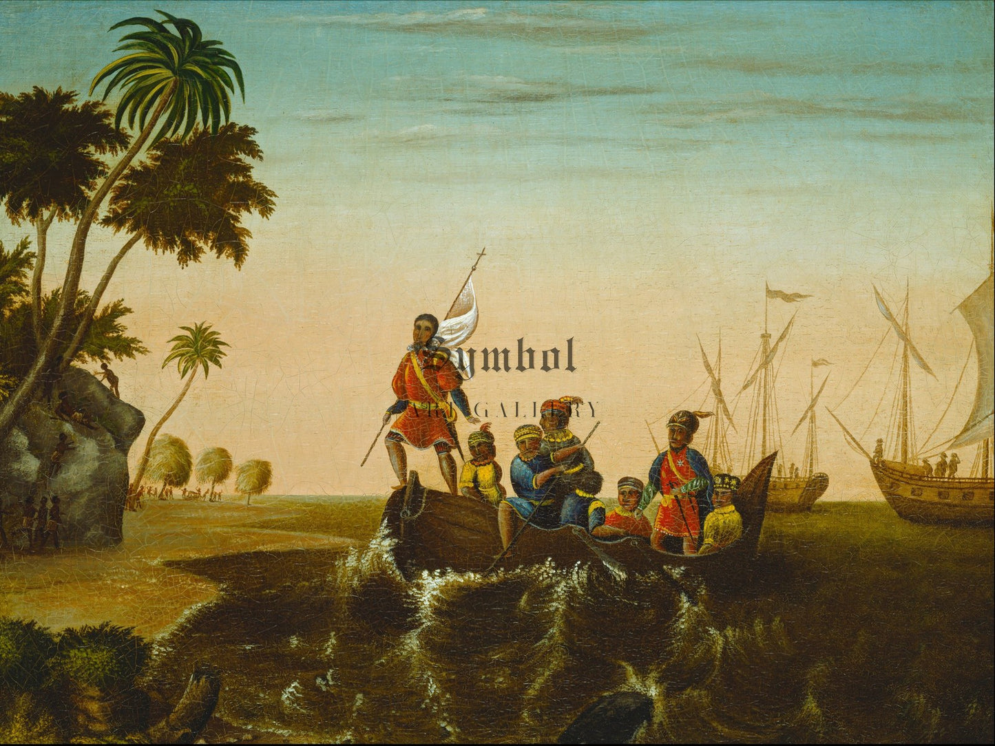 The Landing of Columbus by Edward Hicks 1837, Wall Art Print, Fine Art Reproduction, Museum Quality Decor, Poster