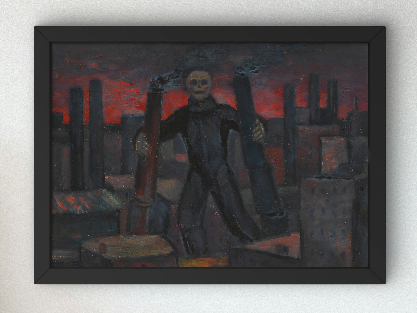 Death with Smoking Chimneys by Karl Wiener 1930, Wall Art Print, Fine Art Reproduction, Museum Quality Decor, Poster