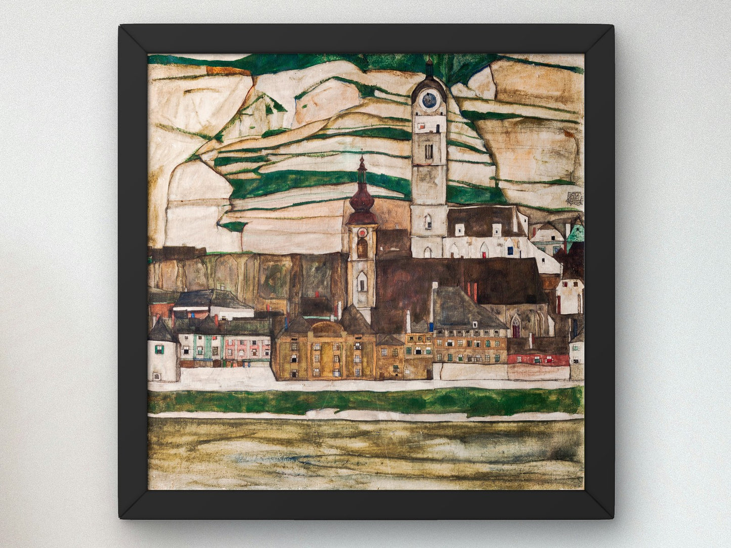 Stein on the Danube Seen from the South by Egon Schiele 1913, Wall Art Print, Fine Art Reproduction, Museum Quality Decor, Poster