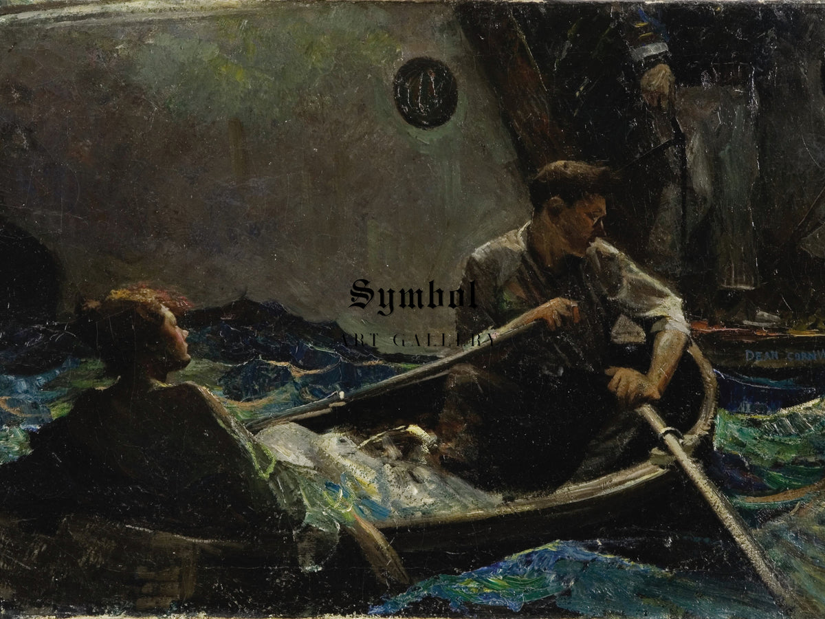 Couple in a Rowboat by Dean Cornwell 1915, Wall Art Print, Fine Art Reproduction, Museum Quality Decor, Poster