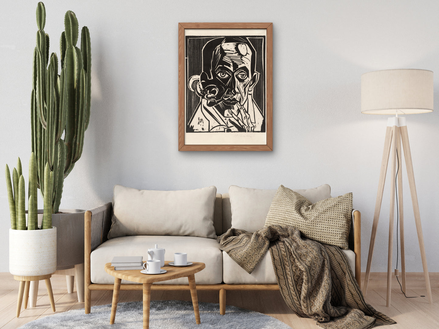 Self Portrait with Pipe by Max Pechstein 1921, Wall Art Print, Fine Art Reproduction, Museum Quality Decor, Poster