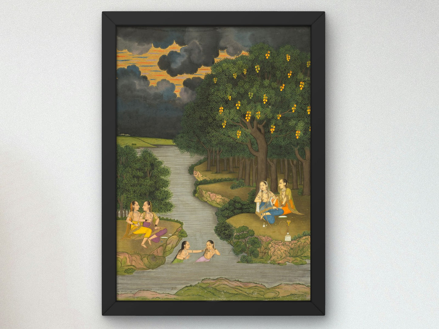 Women Enjoying the River at the Forest's Edge by Hunhar II 1765, Wall Art Print, Fine Art Reproduction, Museum Quality Decor, Poster