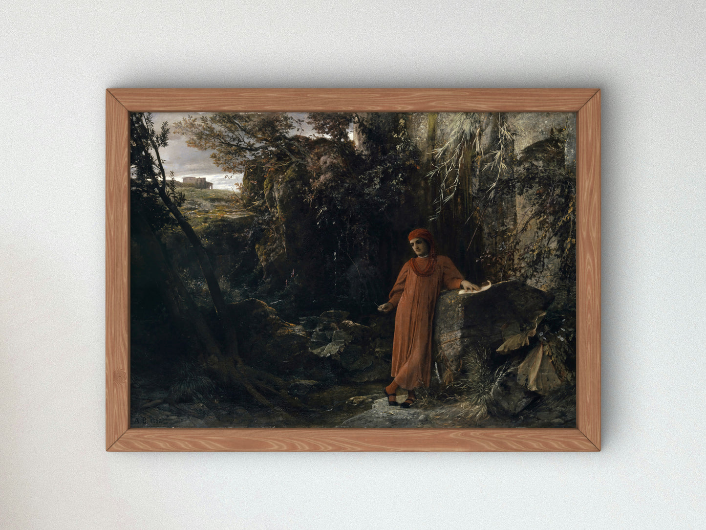 Petrarch at the Spring of Vaucluse by Arnold Böcklin 1867, Wall Art Print, Fine Art Reproduction, Museum Quality Decor, Poster