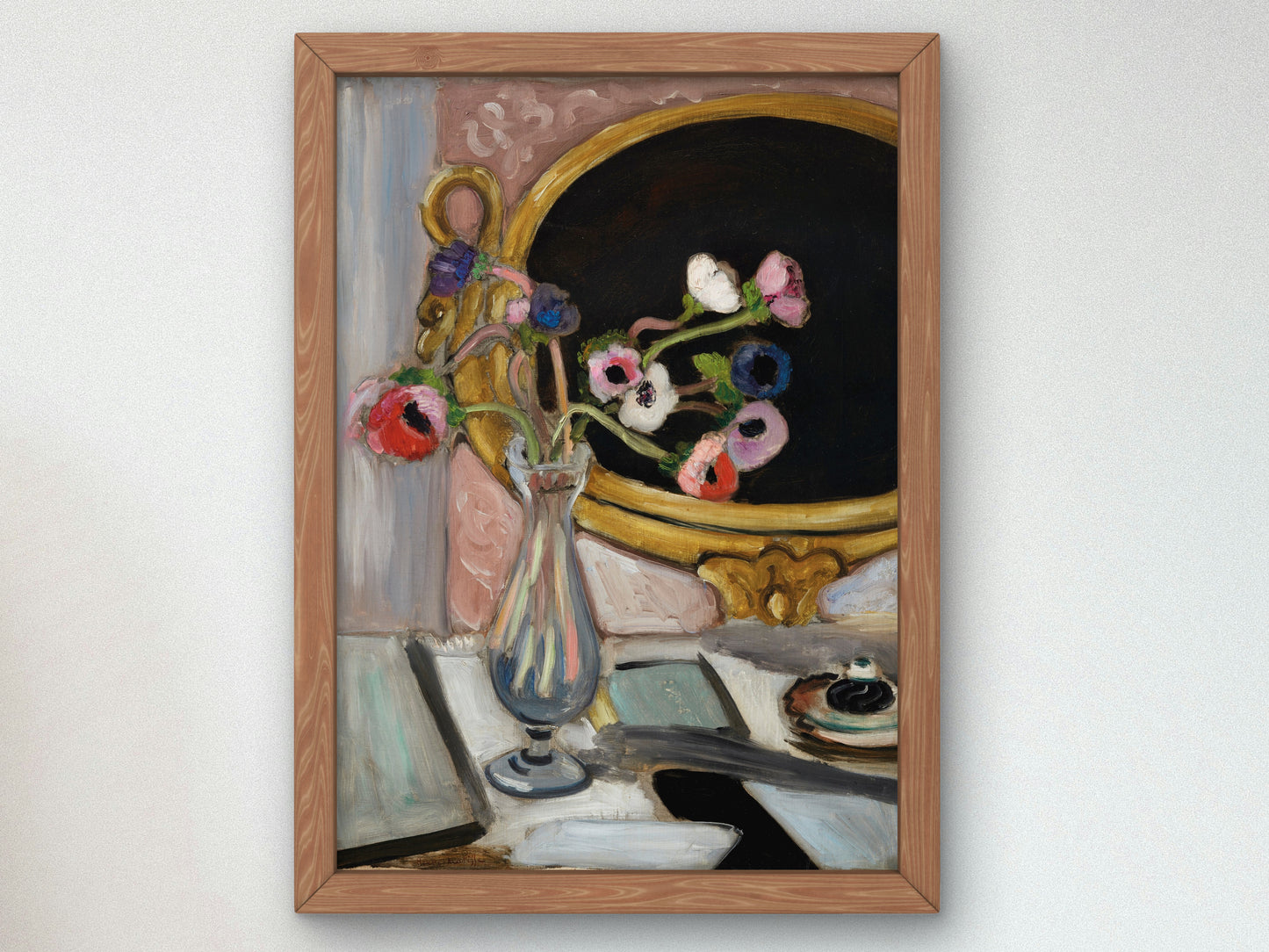 Anemones at the Black Mirror by Henri Matisse 1919, Wall Art Print, Fine Art Reproduction, Museum Quality Decor, Poster