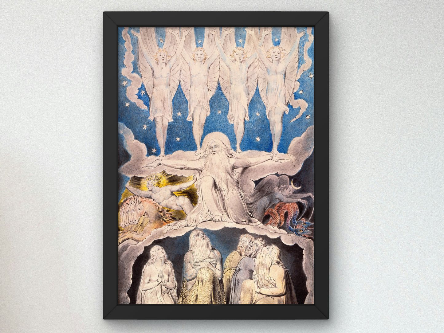 When the Morning Stars Sang Together by William Blake 1805, Wall Art Print, Fine Art Reproduction, Museum Quality Decor, Poster