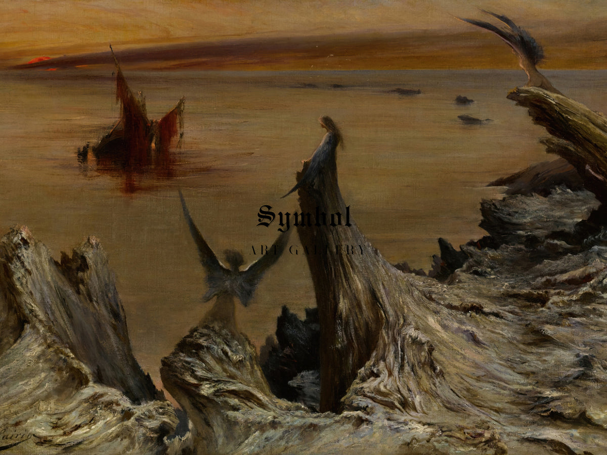 The Chimera at the Island of Sarah Bernhardt by Georges Jules Victor Clairin, Wall Art Print, Fine Art Reproduction, Museum Quality Decor