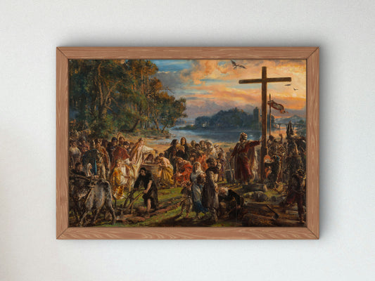 Adoption of Christianity by Jan Matejko 1889, Wall Art Print, Fine Art Reproduction, Museum Quality Decor, Poster