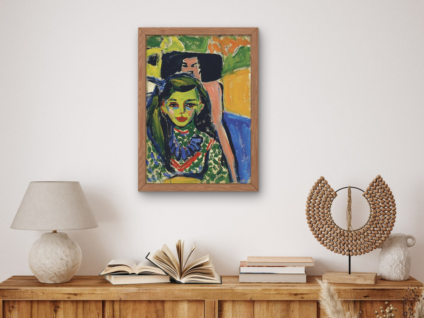 Fränzi in Front of Carved Chair by Ernst Ludwig Kirchner 1910, Wall Art Print, Fine Art Reproduction, Museum Quality Decor, Poster