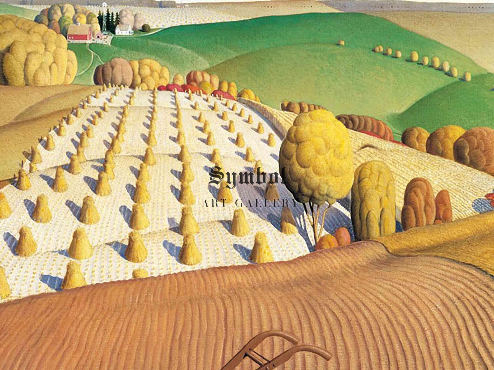 Fall Plowing by Grant Wood, 1931, Art Deco and American Modernism, fine art print
