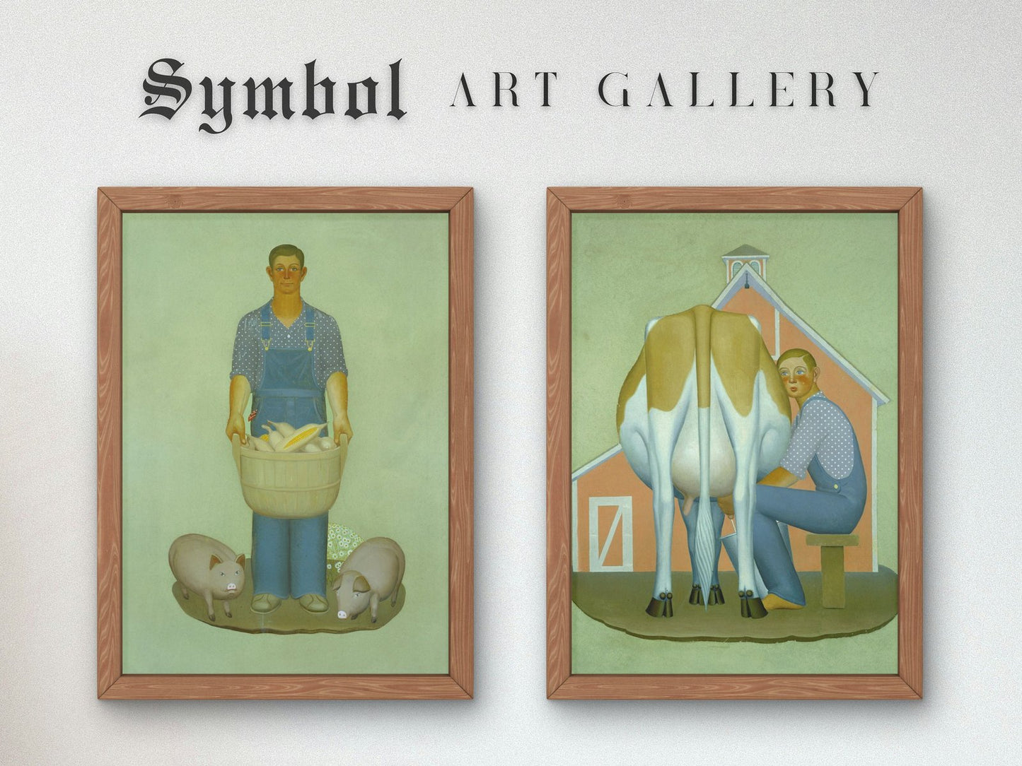 Farmer with Pigs and Corn by Grant Wood, 1932, Art Deco and American Modernism, fine art print