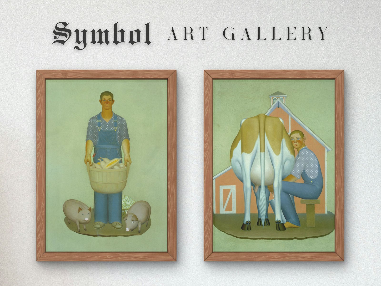 Farmer with Pigs and Corn by Grant Wood, 1932, Art Deco and American Modernism, fine art print