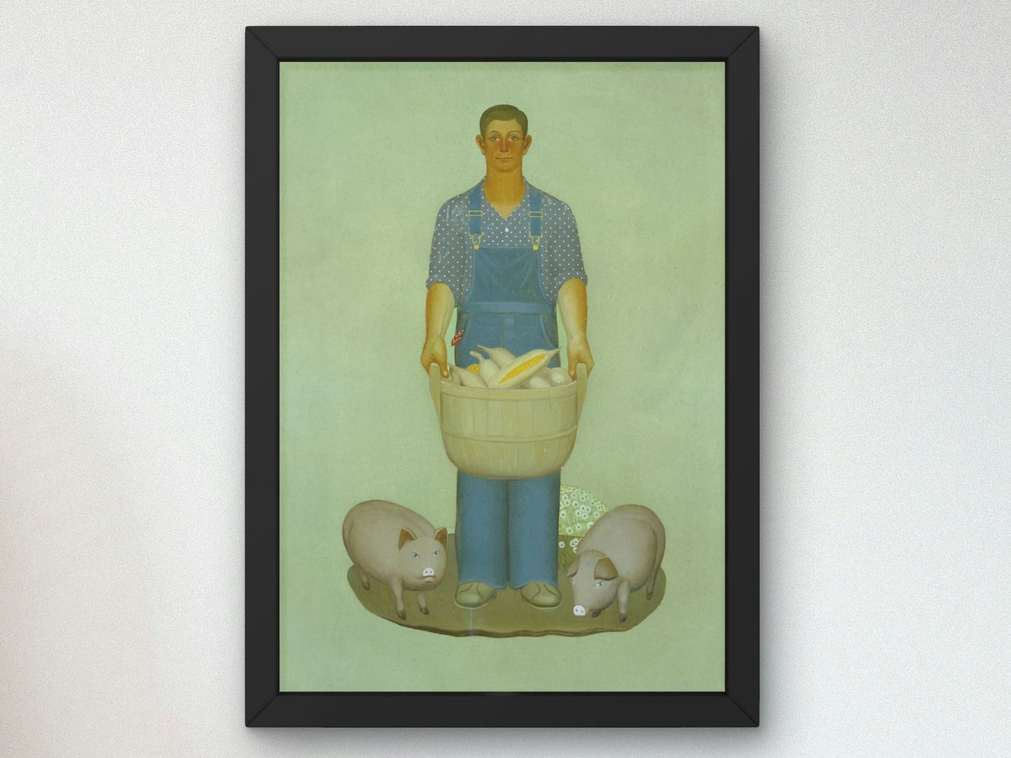 Farmer with Pigs and Corn by Grant Wood, 1932, Art Deco and American Modernism, fine art print
