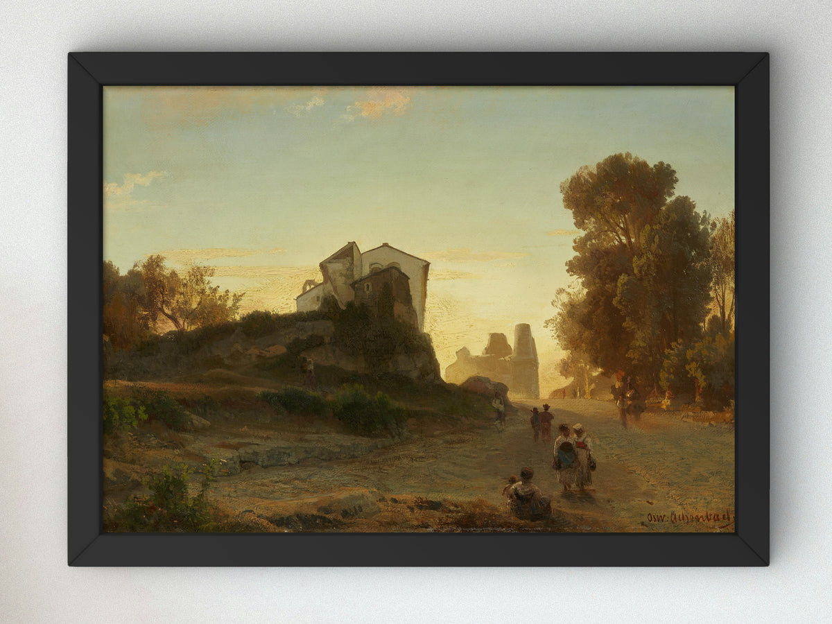 Roman Road in the Evening Light by Oswald Achenbach, Wall Art Print, Fine Art Reproduction, Museum Quality Decor, Poster