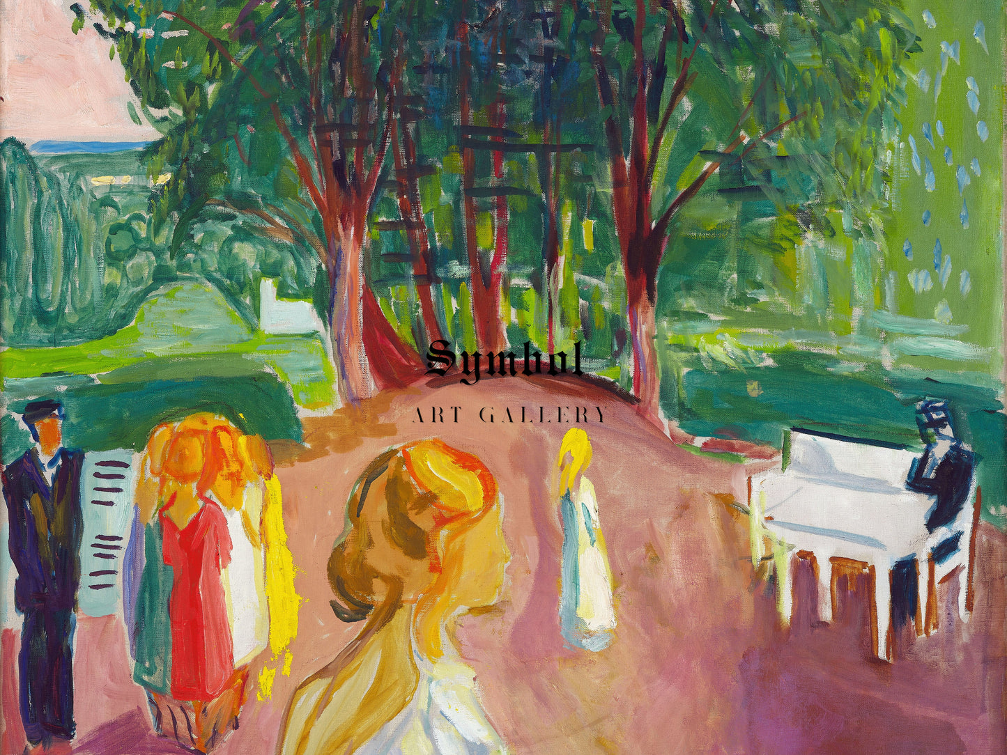 Flirting in the Park by Edvard Munch 1942, Wall Art Print, Fine Art Reproduction, Museum Quality Decor, Poster