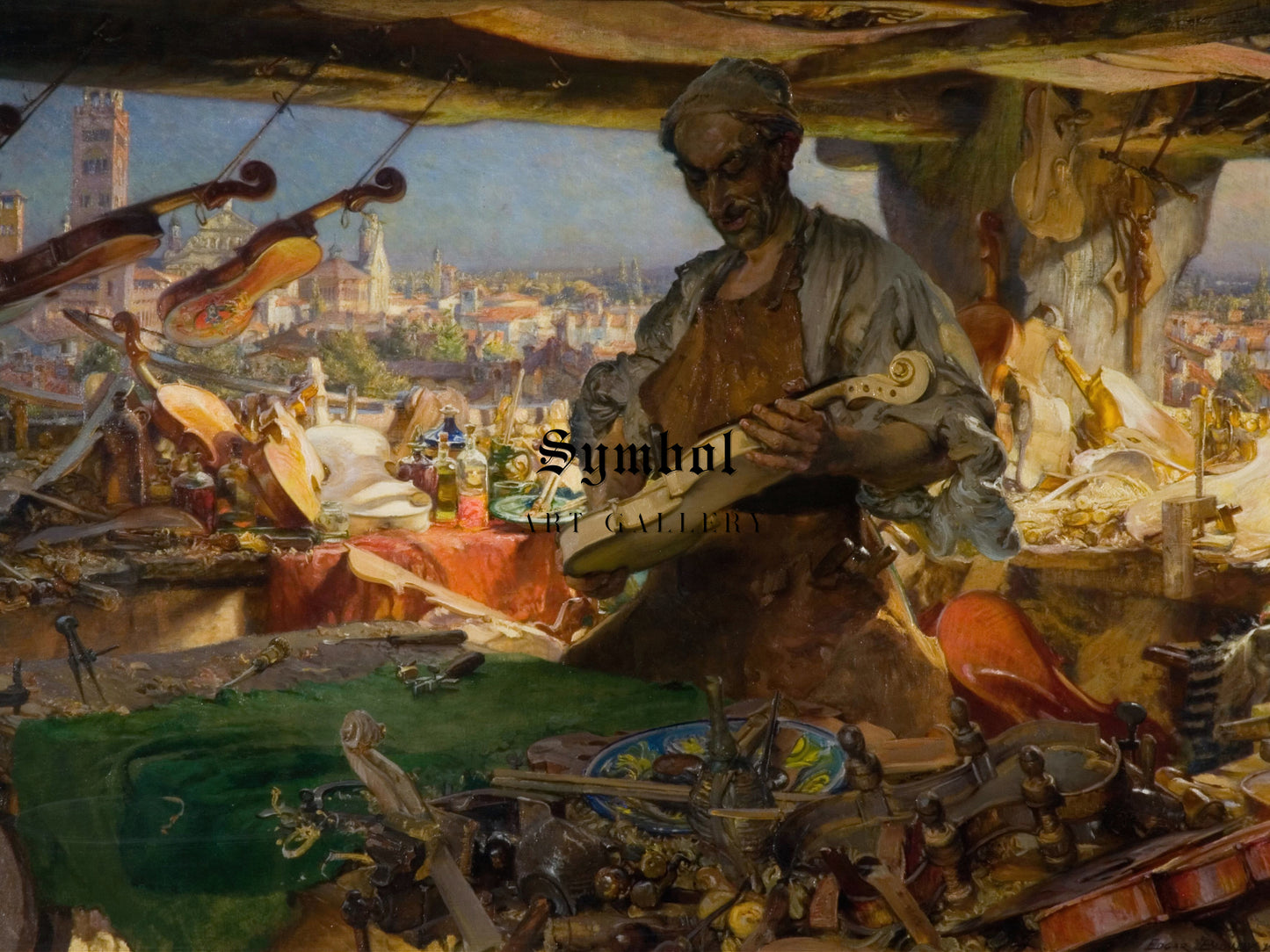 Stradivarius In His Workshop by Edgar Bundy 1913, Wall Art Print, Fine Art Reproduction, Museum Quality Decor, Poster
