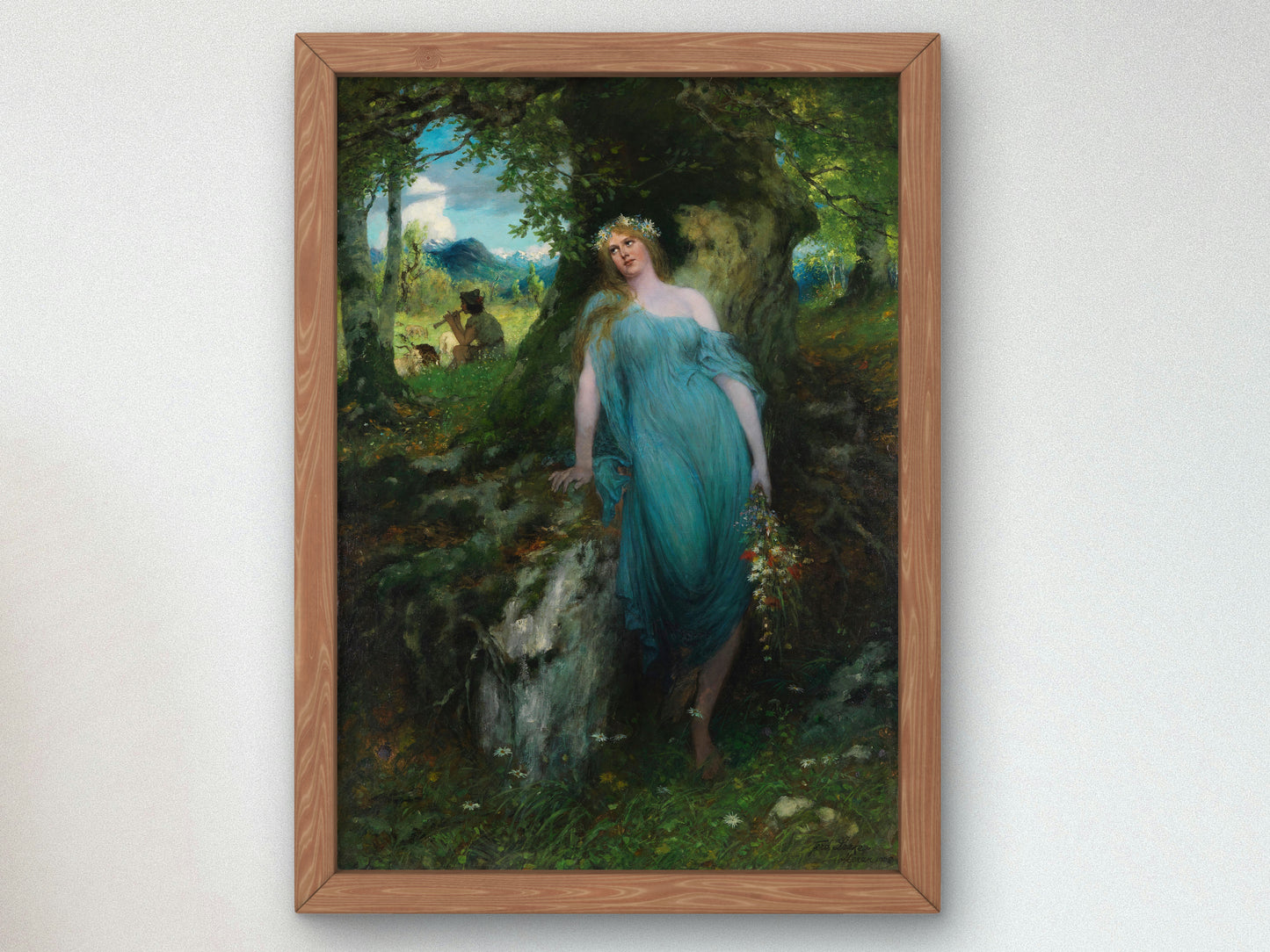 Wood Nymph and Shepherd by Ferdinand Leeke 1905, Wall Art Print, Fine Art Reproduction, Museum Quality Decor, Poster