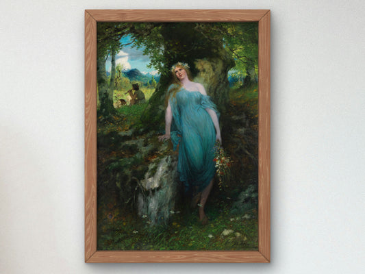 Wood Nymph and Shepherd by Ferdinand Leeke 1905, Wall Art Print, Fine Art Reproduction, Museum Quality Decor, Poster