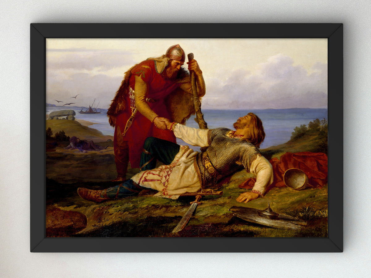 Hjalmar Parting from Orvar Odd after the Fight on Samsö by Mårten Eskil Winge 1866, Wall Art Print, Fine Art Reproduction, Museum Quality