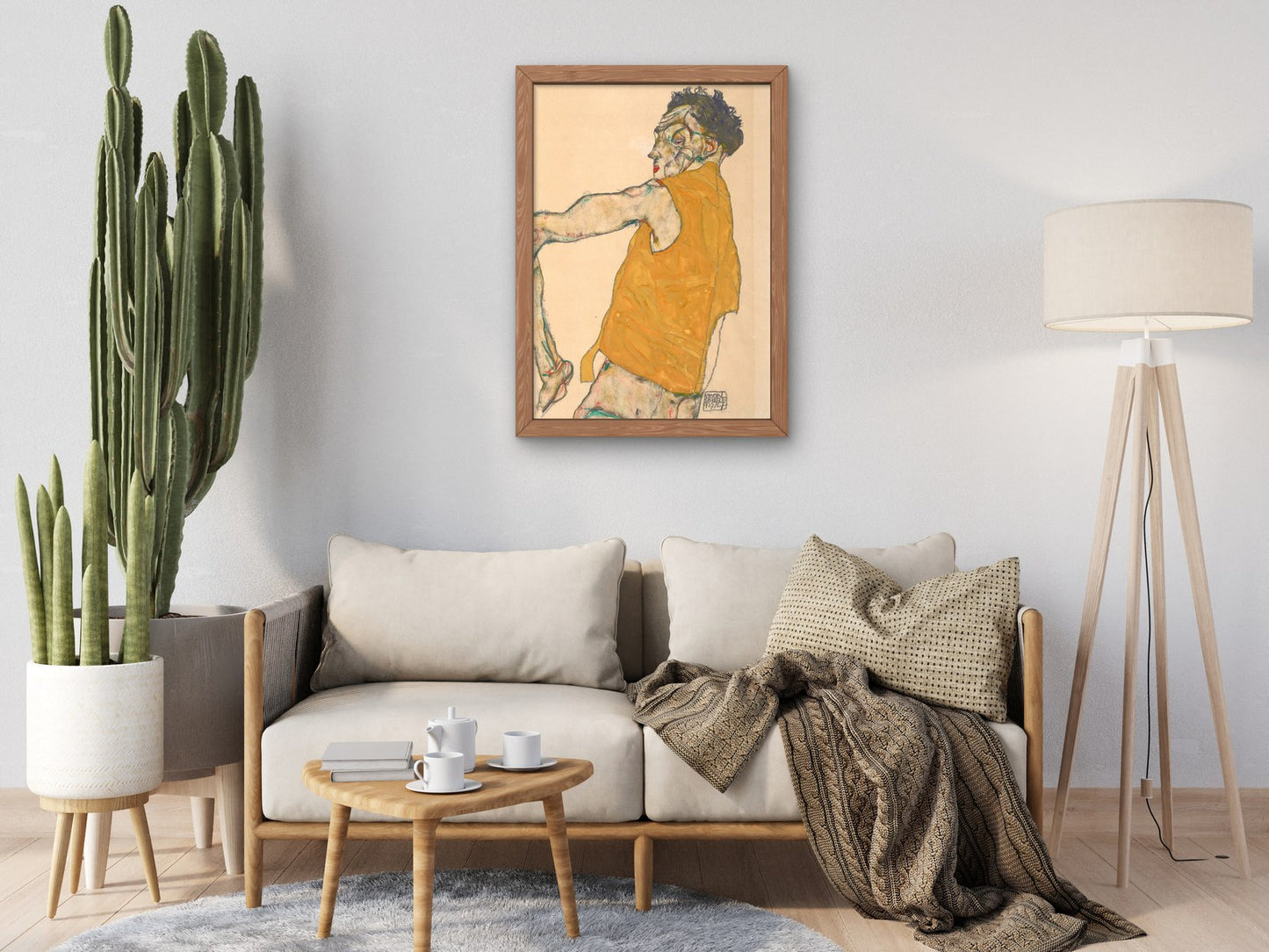 Self Portrait in Yellow Vest by Egon Schiele 1914, Wall Art Print, Fine Art Reproduction, Museum Quality Decor, Poster