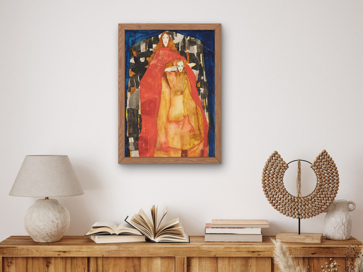 Mother with Child in Red Cloak by Egon Schiele 1911, Wall Art Print, Fine Art Reproduction, Museum Quality Decor, Poster