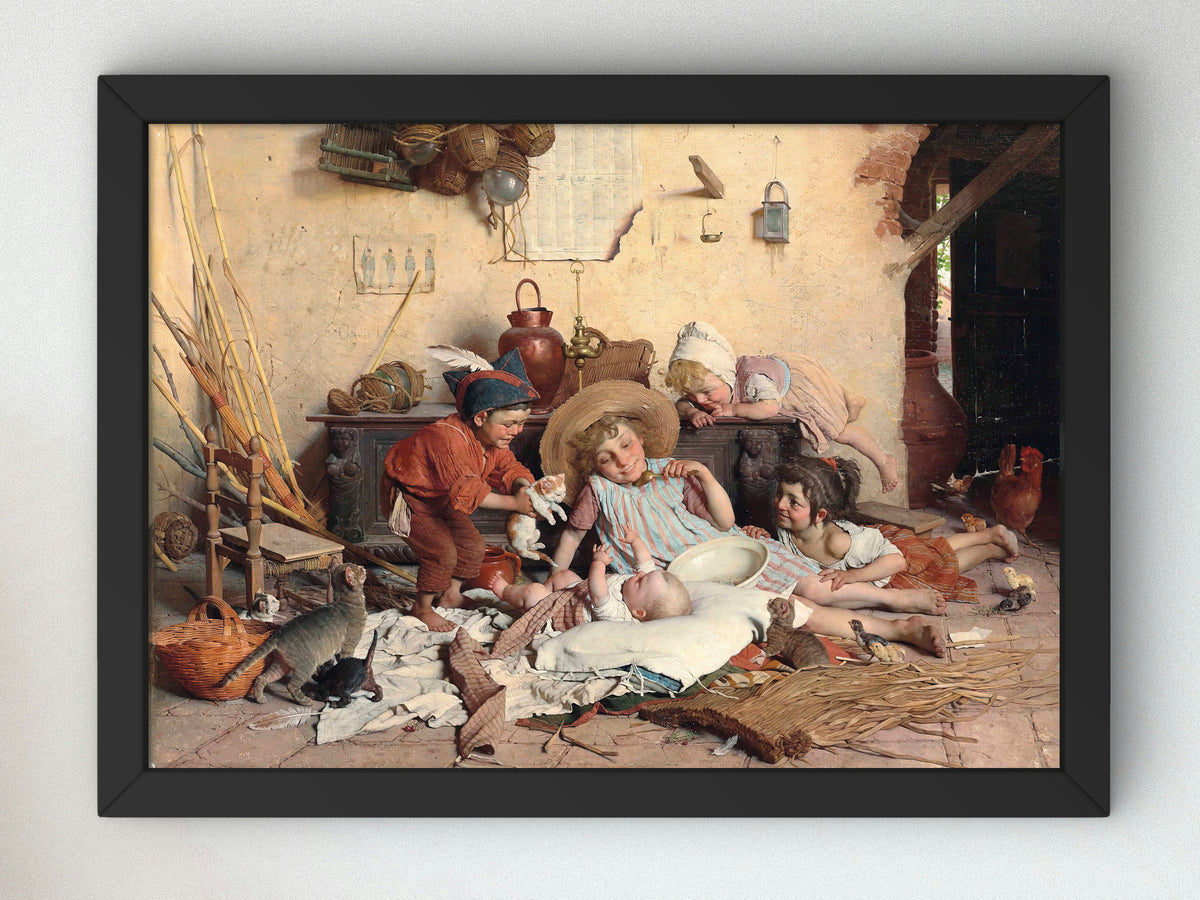 Childhood Joys by Gaetano Chierici 1895, Wall Art Print, Fine Art Reproduction, Museum Quality Decor, Poster