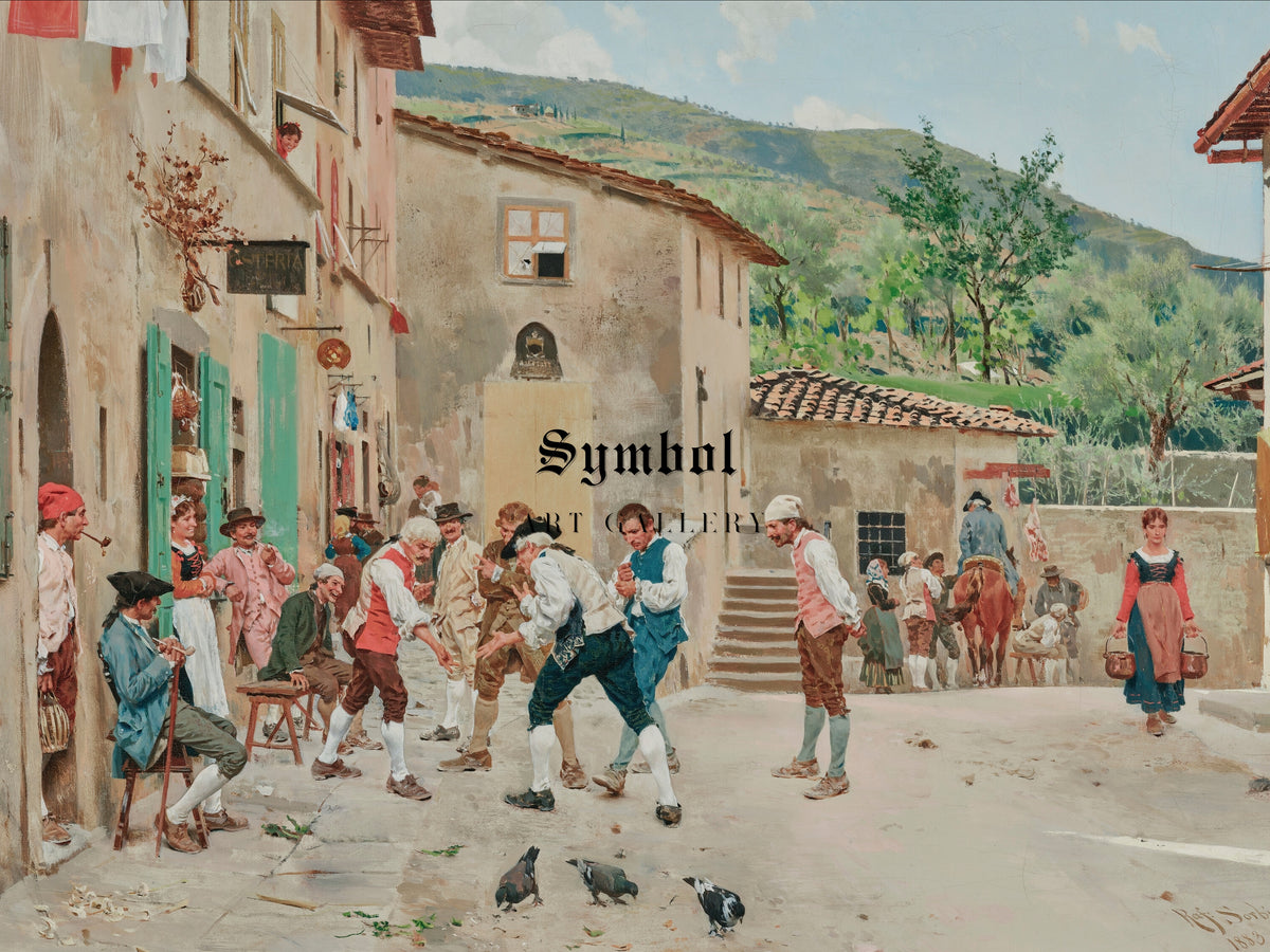 A Game of Morra by Raffaello Sorbi 1883, Wall Art Print, Fine Art Reproduction, Museum Quality Decor, Poster