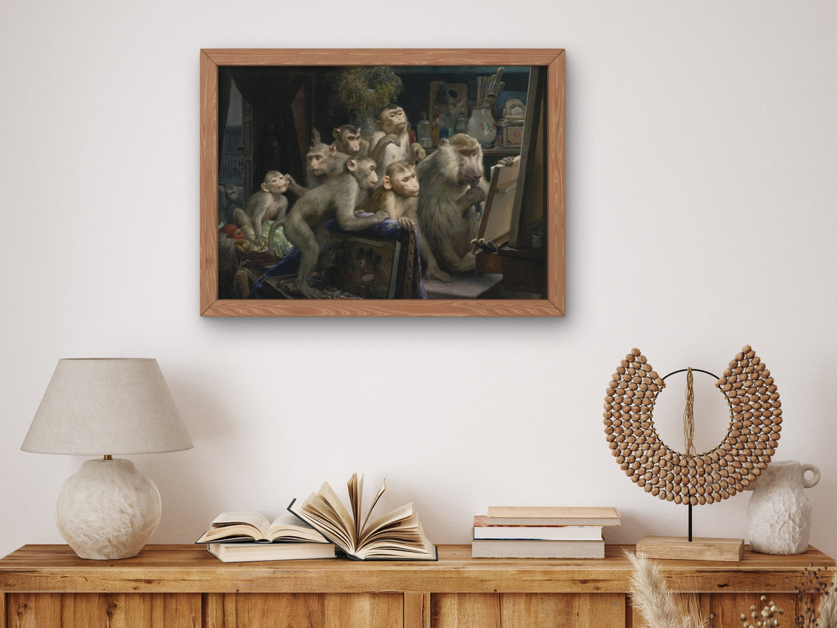 A Visit to the Artist's Studio by Gabriel von Max 1882, Wall Art Print, Fine Art Reproduction, Museum Quality Decor, Poster