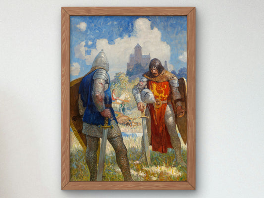I am Sir Launcelot du Lake, King Ban's son of Benwick, and knight of the Round Table by Newell Convers Wyeth 1917, Wall Art Print
