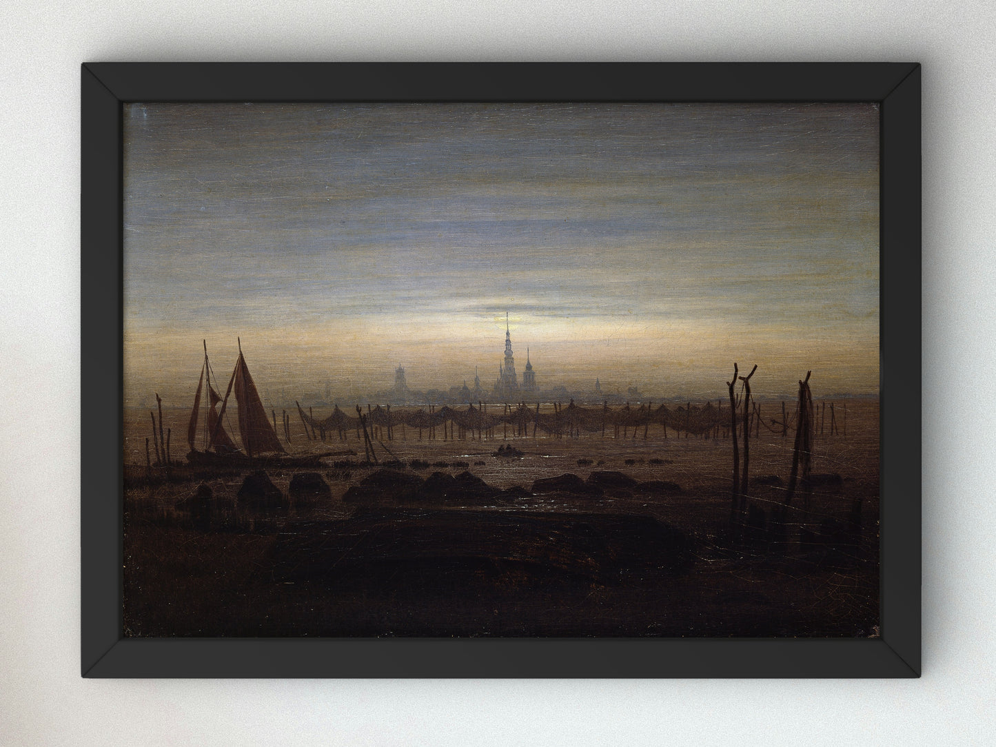 Greifswald in Moonlight by Caspar David Friedrich 1817, Wall Art Print, Fine Art Reproduction, Museum Quality Decor, Poster