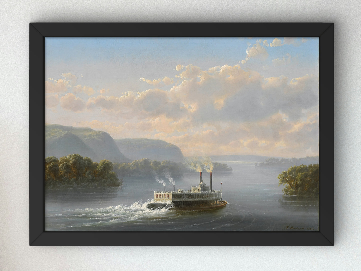 Steamwheeler on the Upper Mississippi by Ferdinand Richardt 1865, Wall Art Print, Fine Art Reproduction, Museum Quality Decor, Poster