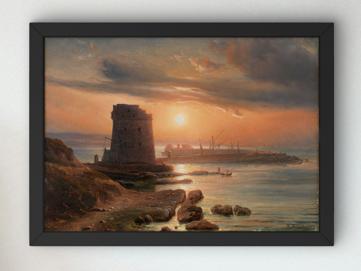 The Harbour in Agrigento by Thomas Fearnley 1839, Wall Art Print, Fine Art Reproduction, Museum Quality Decor, Poster
