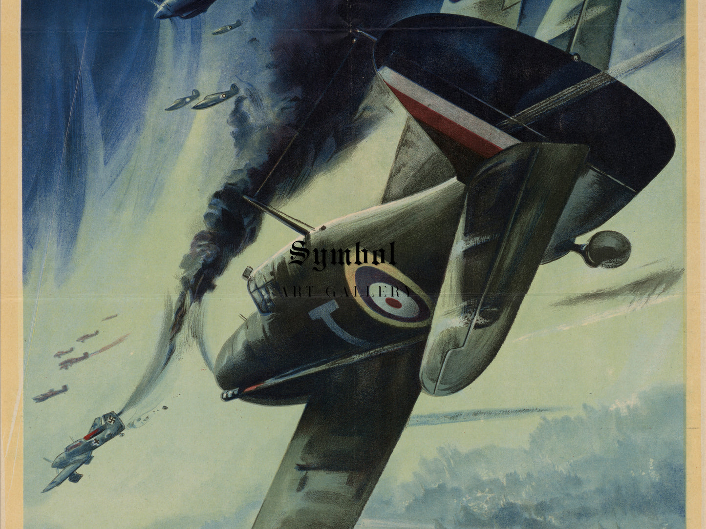 Hurricanes of the Royal Air Force Cooperating with the Russian Air Force by Ron Jobson, Wall Art Print, Fine Art Reproduction