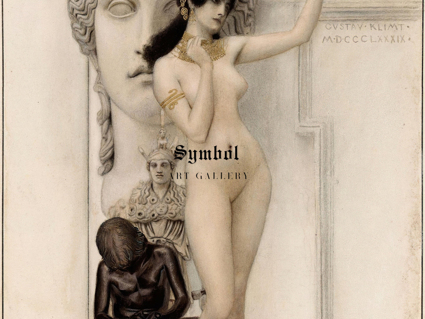 Allegory of Sculpture by Gustav Klimt 1889, Wall Art Print, Fine Art Reproduction, Museum Quality Decor, Poster
