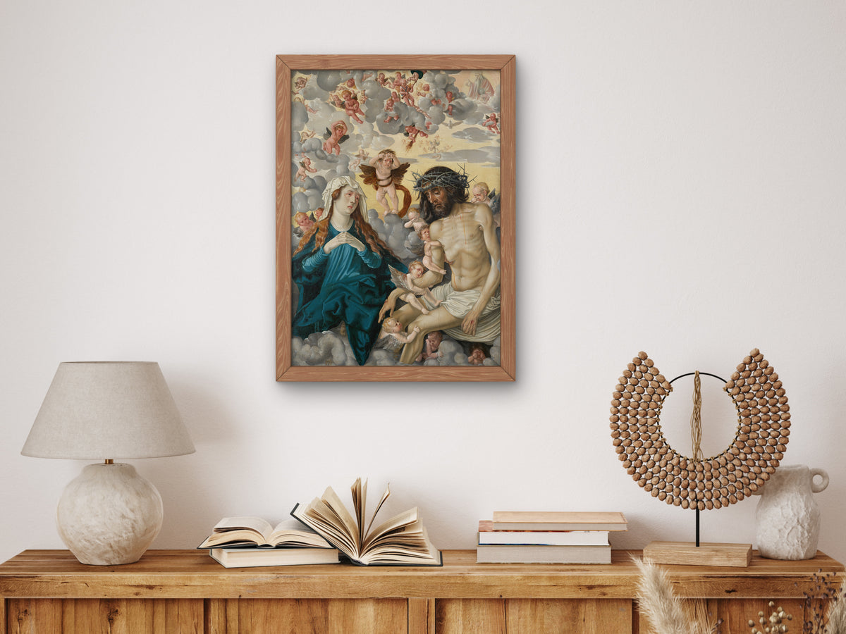 The Man of Sorrows Lamented by Mary and Angels by Hans Baldung 1513, Wall Art Print, Fine Art Reproduction, Museum Quality Decor, Poster
