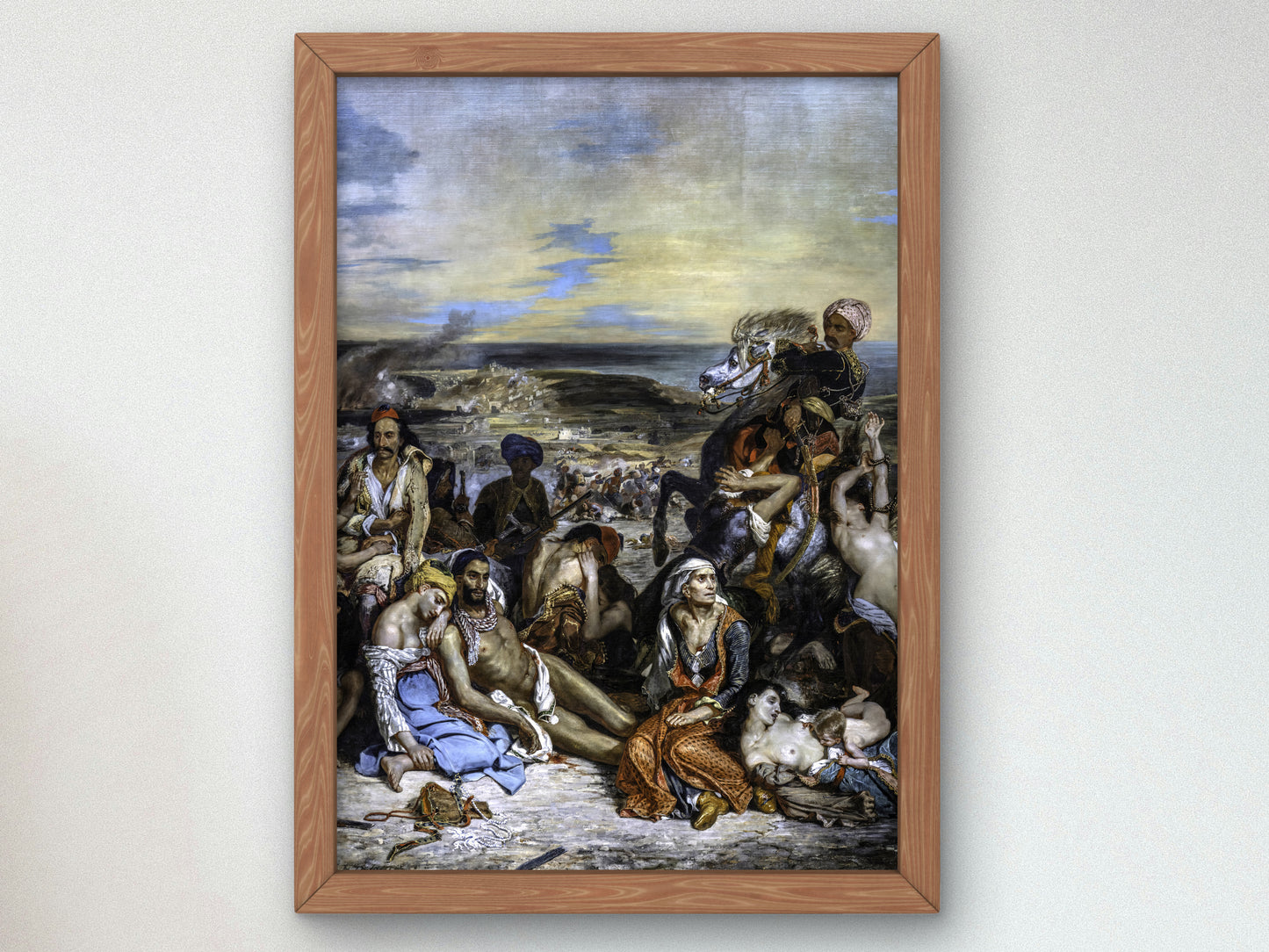 Scène des massacres de Scio, familles grecques attendant la mort ou l'esclavage by Eugène Delacroix 1824, Wall Art Print