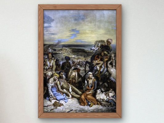 Scène des massacres de Scio, familles grecques attendant la mort ou l'esclavage by Eugène Delacroix 1824, Wall Art Print