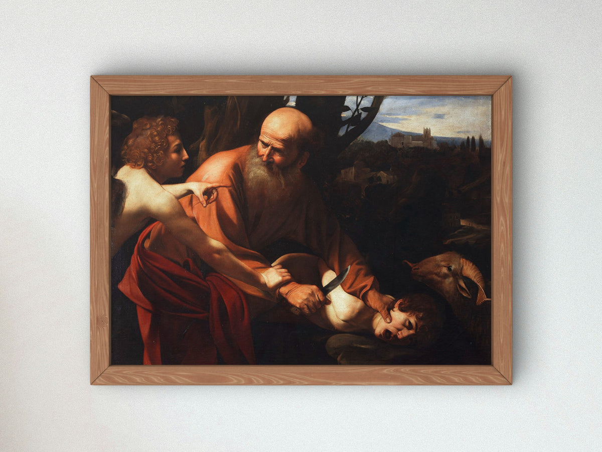 Sacrifice of Isaac by Caravaggio 1603, Wall Art Print, Fine Art Reproduction, Museum Quality Decor, Poster