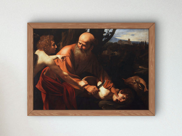 Sacrifice of Isaac by Caravaggio 1603, Wall Art Print, Fine Art Reproduction, Museum Quality Decor, Poster