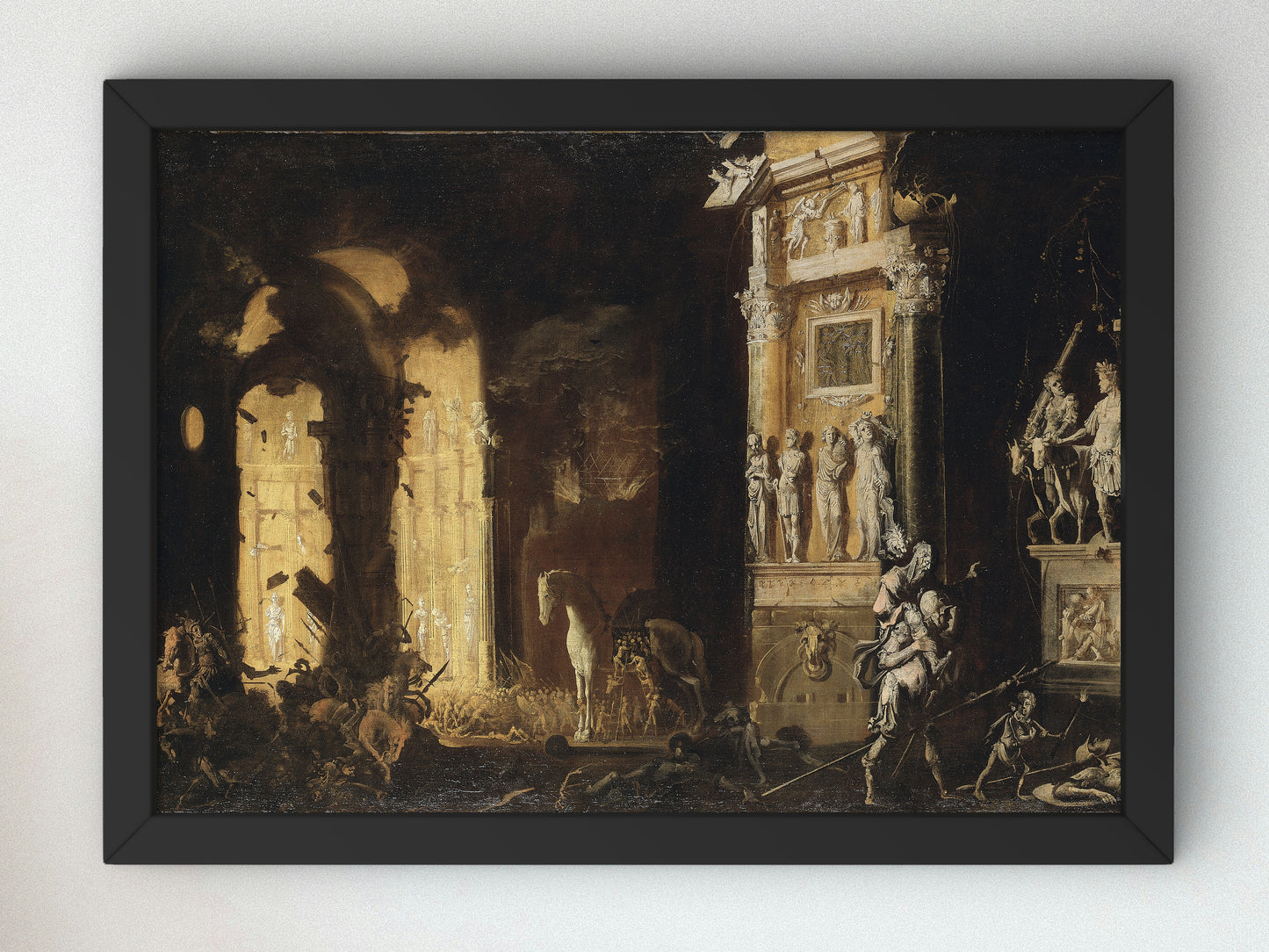 The Burning of Troy with the Flight of Aeneas and Anchises by François de Nomé, Wall Art Print, Fine Art Reproduction, Museum Quality Decor