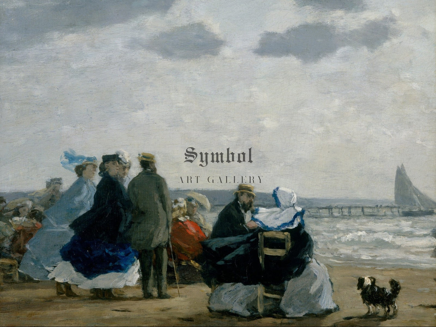 On the Beach Dieppe by Eugène Boudin 1864, Wall Art Print, Fine Art Reproduction, Museum Quality Decor, Poster
