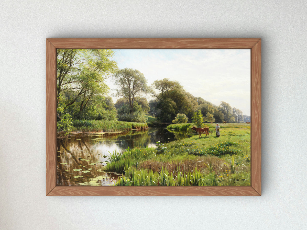 By the River by Peder Mørk Mønsted 1908, Wall Art Print, Fine Art Reproduction, Museum Quality Decor, Poster