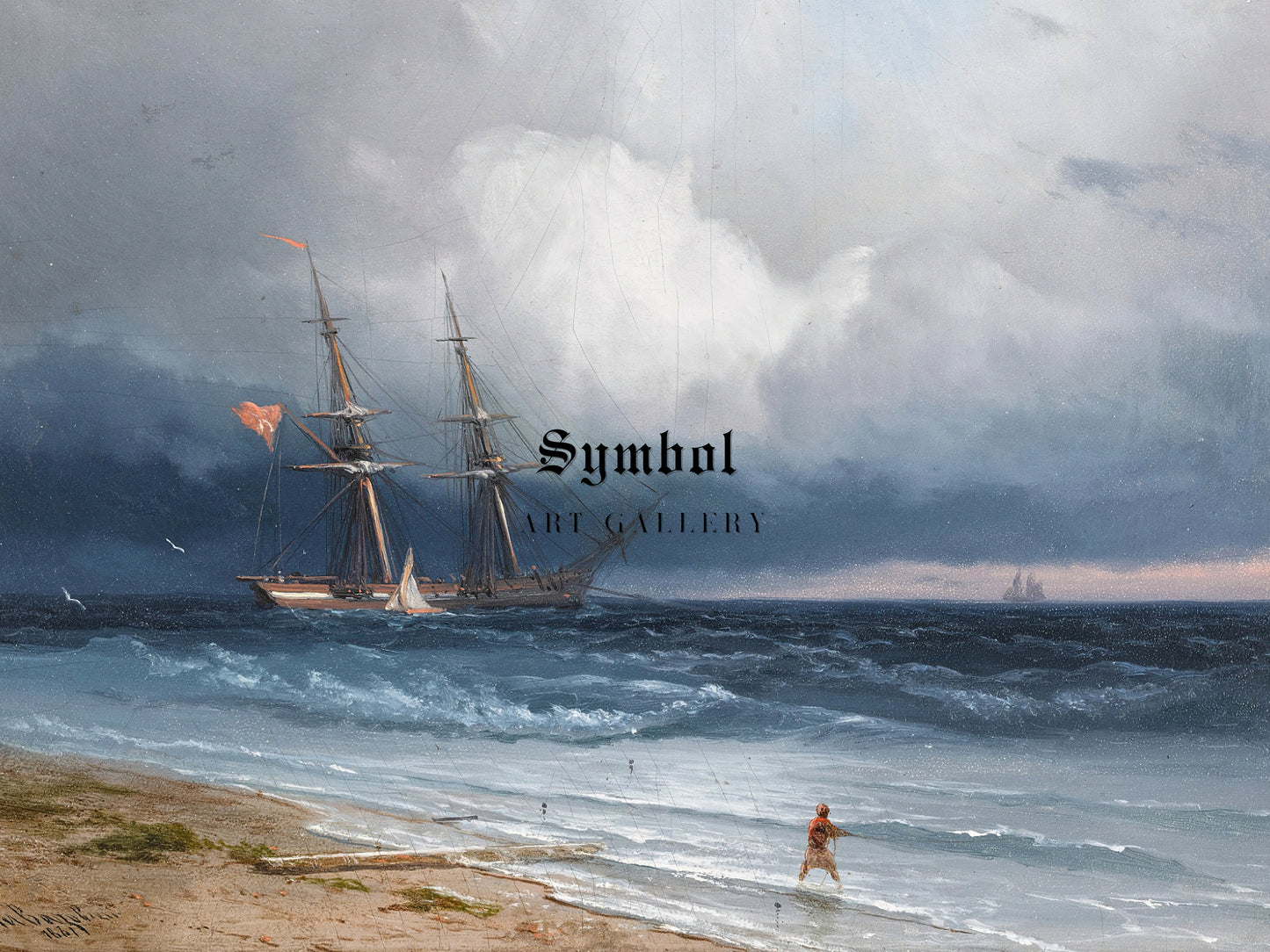 Ship By the Shore by Ivan Konstantinovich Aivazovsky 1861, Wall Art Print, Fine Art Reproduction, Museum Quality Decor, Poster