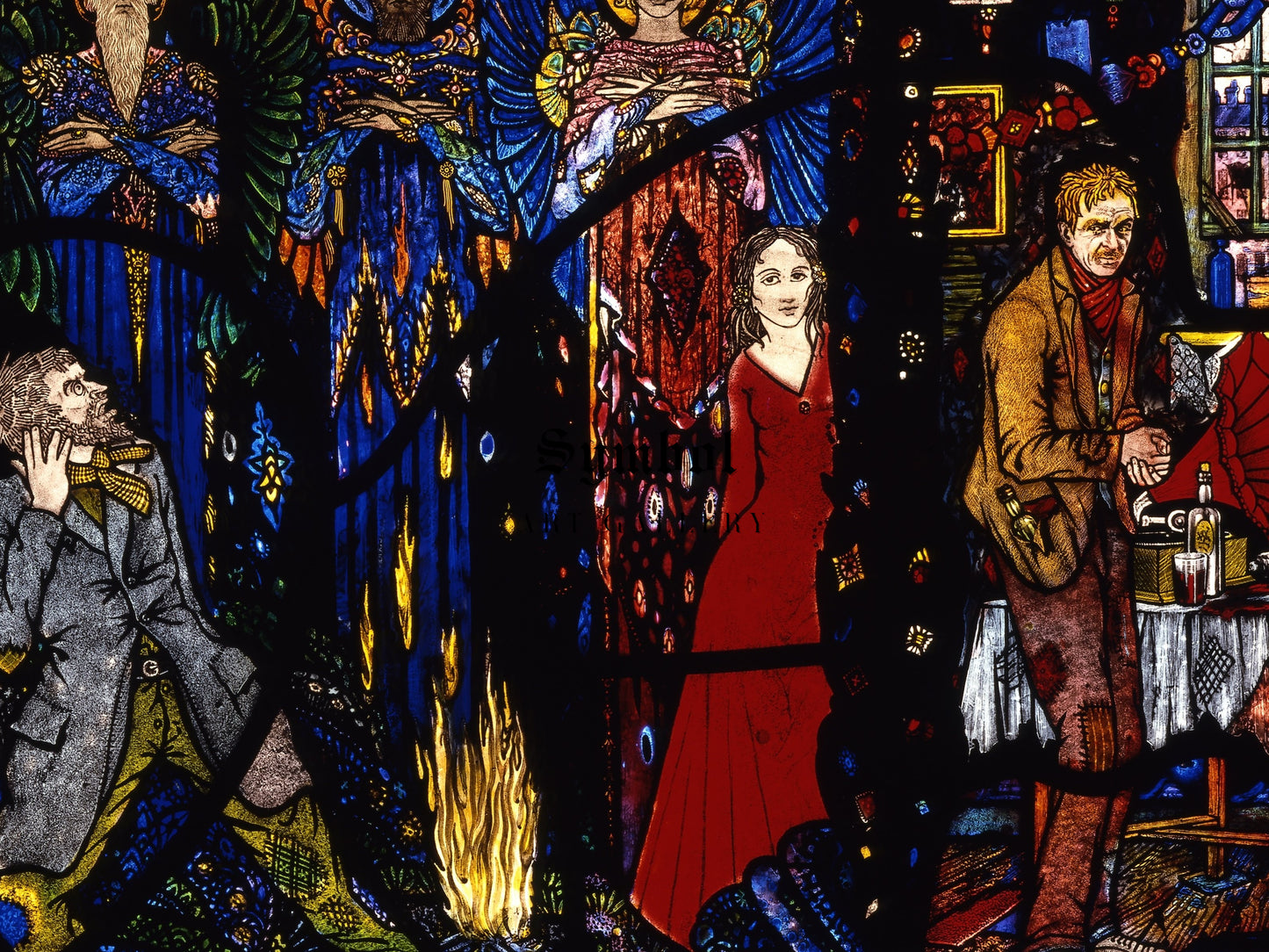 The Demi Gods and Juno and the Paycock from Geneva Window by Harry Clarke 1926, Wall Art Print, Fine Art Reproduction, Museum Quality Decor
