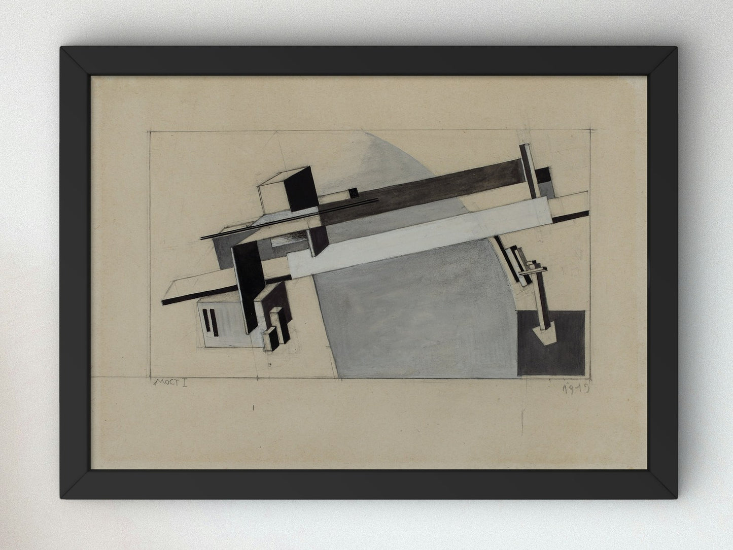 Proun Study 1A Proun S K the Bridge by Lazar Lissitzky 1919, Wall Art Print, Fine Art Reproduction, Museum Quality Decor, Poster