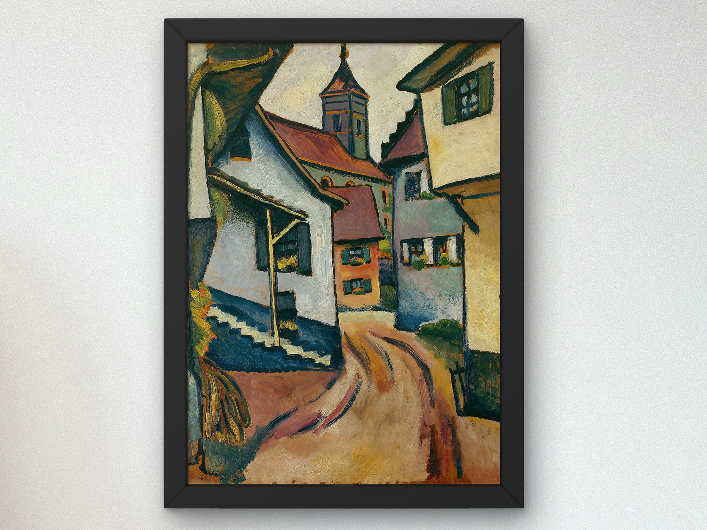 Street with Church in Kandern by August Macke 1911, Wall Art Print, Fine Art Reproduction, Museum Quality Decor, Poster