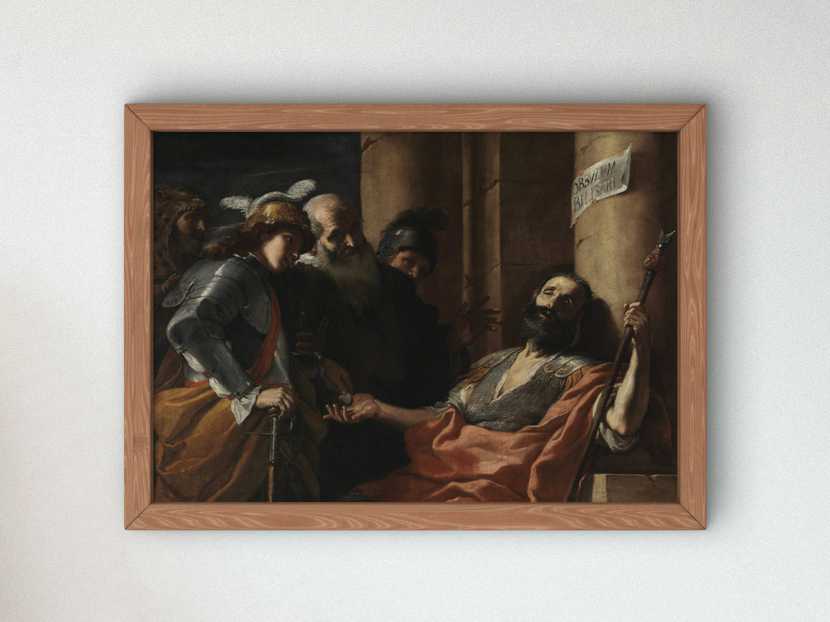 Belisarius Receiving Alms by Mattia Preti 1660, Wall Art Print, Fine Art Reproduction, Museum Quality Decor, Poster