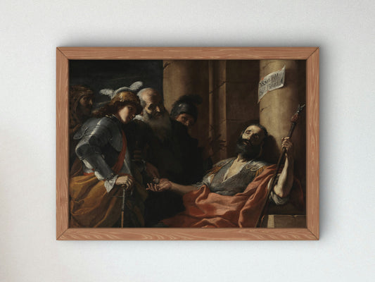 Belisarius Receiving Alms by Mattia Preti 1660, Wall Art Print, Fine Art Reproduction, Museum Quality Decor, Poster